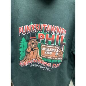 Mens Punxsutawney Phil Groundhog Day Zip Front Hoodie Sweatshirt Size L